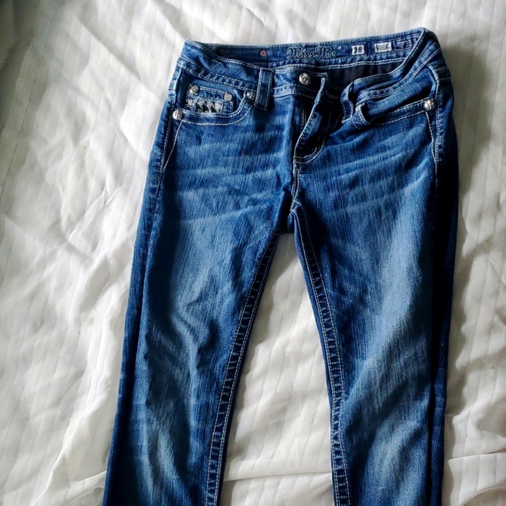Miss Me embossed mid-rise skinny jeans